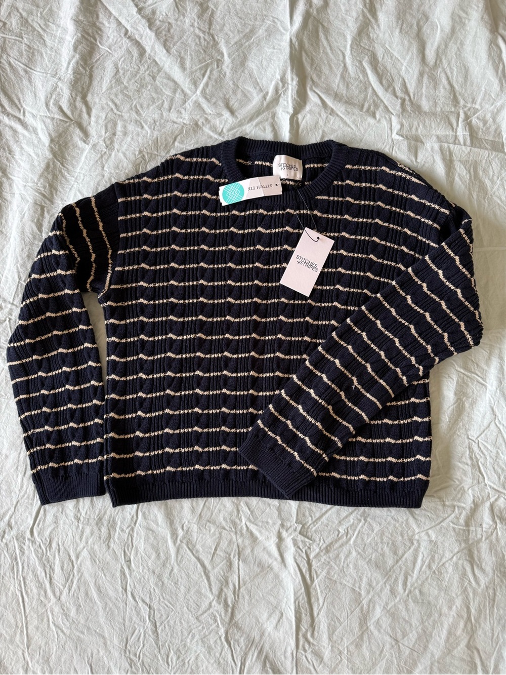 StitchFix~Stitches & Stripes- Striped-Knit Crewneck Sweater